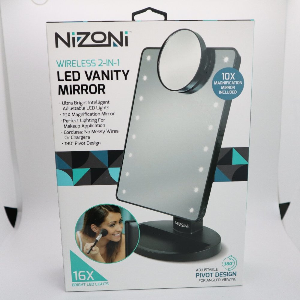 Nizoni Wireless Vanity Mirror with LED Lights Black sealed new in box